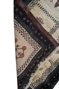 3x10 Gorgeous Art Deco Runner Boho Runner Quality Handmade Area Rug Ivory Runner
