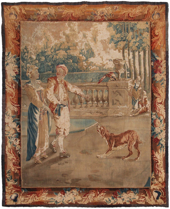 18th Century Tapestry Antique Flemish Tapestry Wool Silk Verdure 5x6ft 153x165cm