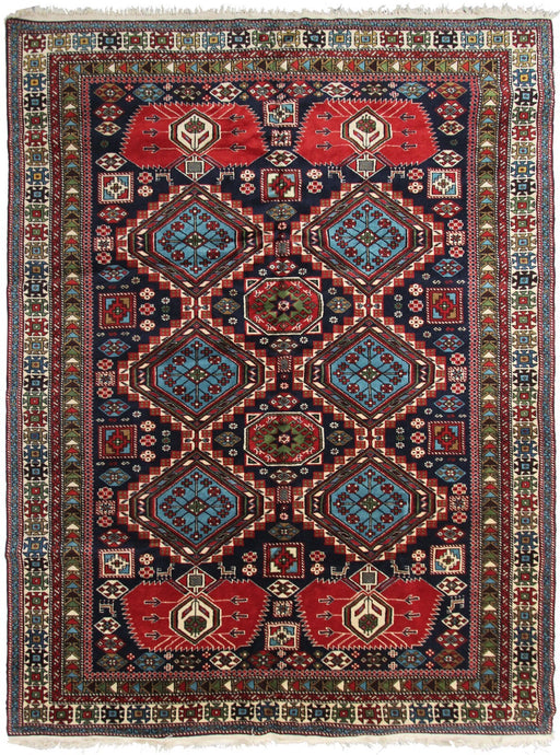 5'x7' Rare Fine Antique Handmade Caucasian Rug Shirvan Rug Tribal Blue c.1920