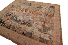 Load image into Gallery viewer, 7X8 Rare Antique French Tapestry Human Tapestry  Animals 203cm x 244cm c.1910
