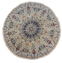 Load image into Gallery viewer, Rare 5&#39; Round Nain Rug Beautiful Wool &amp; Silk Authentic Handmade Rug 147cmx147cm
