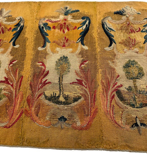 Antique Tapestry Wool & Silk 18th Century Tree design Verdure 19"x15"