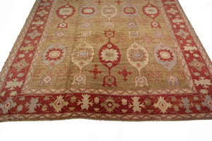 12x15 Vintage Turkish Oushak Rug Geometric Art Nouveau Rug Handmade  361x463cm