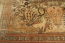 Load image into Gallery viewer, 7x10 Fine Rare Antique Traditional Rug Vase Lions Birds Beige 224cmx305cm C.1870
