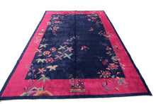 Load image into Gallery viewer, 9x12 Fine  Antique Art Deco Rug Walter Nichols 275cmx348cm Blue Carpet C. 1920
