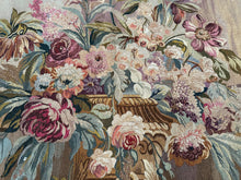 Load image into Gallery viewer, 4x5 Antique French Tapestry Wool &amp; Silk Masquerade Vase Flowers  1920 122x142cm
