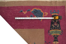 Load image into Gallery viewer,  9x12 Antique Art Deco Rug Chinese Rug Beige Walter Nichols Rug Purple 277x348cm

