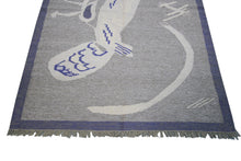 Load image into Gallery viewer, 5x7 Vintage European Kilim Flatwoven Tapestry Rug Art Nouveau Bird 158cmx221cm 
