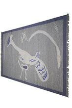 Load image into Gallery viewer, 5x7 Vintage European Kilim Flatwoven Tapestry Rug Art Nouveau Bird 158cmx221cm 
