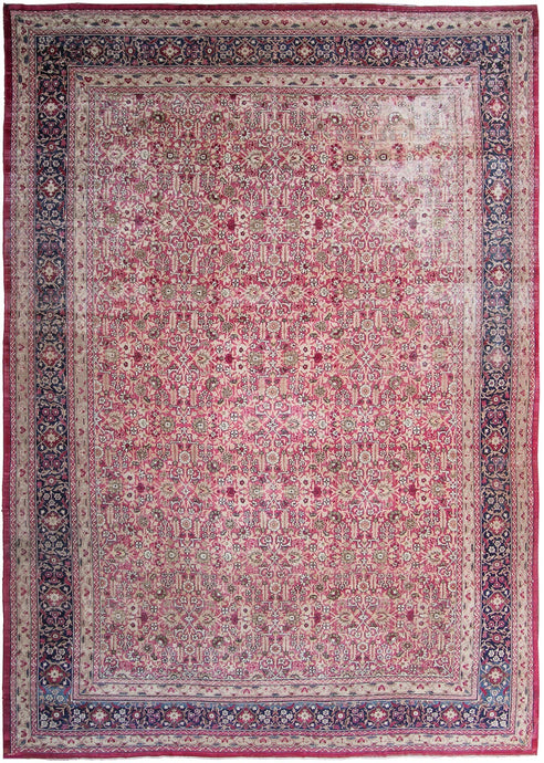 11x17ft Antique Fine Geometric Rug Fine Rug 341cm x 519cm C.1870 Pink