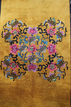 Load image into Gallery viewer, 4x7 Antique Art Deco Rug Antique Chinese Rug Walter Nichols Gold Black 122x203cm
