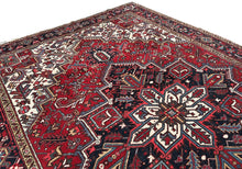 Load image into Gallery viewer, Antique Herriz Rug 8x11 Handmade 9x12 Carpet Red Rug 244cmx351cm c. 1940

