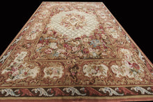 Load image into Gallery viewer, 10X14 Vintage French Savonnerie Rug Wool Pile Aubusson Beige 305cmx427cm
