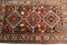 Load image into Gallery viewer, 5x7 Rare Antique Shirrazz Rug 1910 Tribal Rug Antique Geometric Rug Black
