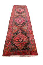 Load image into Gallery viewer, 4x13 Rare Vintage Serrapi Rug Senneh Runner Tribal 135cmx406cm Geometric Pink
