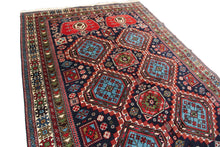 Load image into Gallery viewer, 5&#39;x7&#39; Rare Fine Antique Handmade Caucasian Rug Shirvan Rug Tribal Blue c.1920
