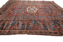 Load image into Gallery viewer, 5X7 Rare Antique Kurdishh Rug Geometric Tribal Blue 168cmx206cm C.1890
