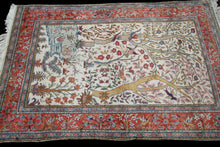 Load image into Gallery viewer, 4x6 Rare Vintage Turkish Rug Hereke cotton Kaysari 117cm x176cm Bird Tapestry 
