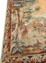 Load image into Gallery viewer, 7x7 1900 Antique French Tapestry Square Wool &amp; Silk Game  196cm x 201cm
