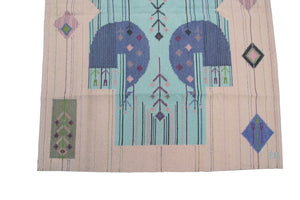 5x6 Vintage European Kilim Flatwoven Rug Art Deco Signed  145x 191cm Tapestry 