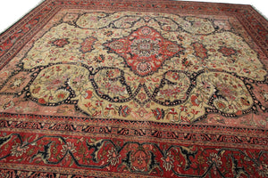 10x13 Vintage Farahann Rug Geometric Art Nouveau Rug Handmade Gold 305x392cm