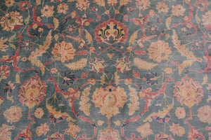  10x13 Rare Antique Rug Oushak Rug Fine Blue Oriental Carpet 305cm x 401cm