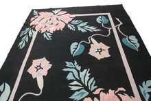 Load image into Gallery viewer, Rare Vintage Art Nouveau Rug Bold Art Deco Rug Black Handmade Rug Kilim 8x10
