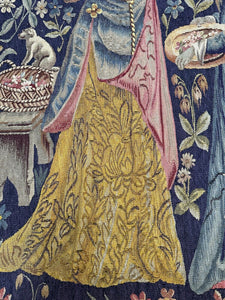 Antique French Aubusson Tapestry Rare Wool & Silk  Renaissance c.1890 132x155cm