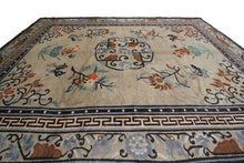 Load image into Gallery viewer, 9x12 Rare  Antique Peking Chinese Art Deco Rug Camel Hair Qing Dynasty 1900
